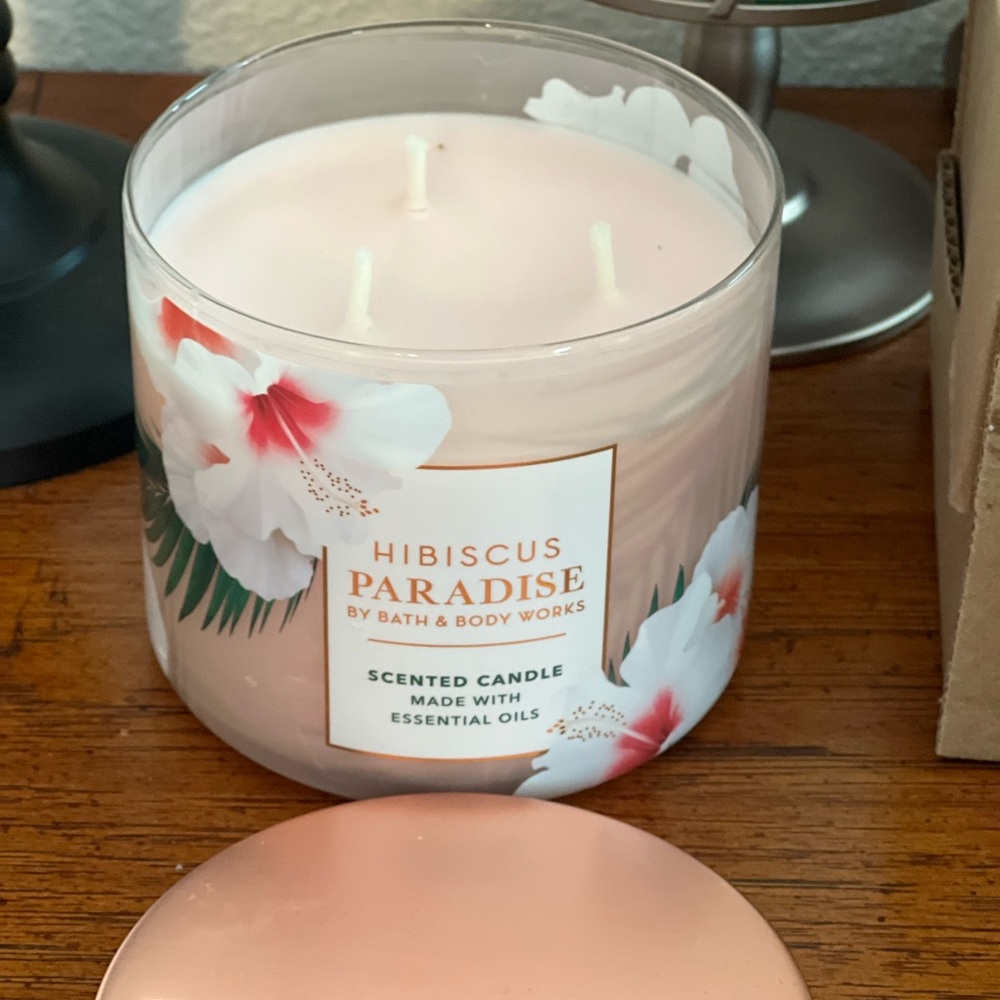 Three wick Hibiscus Paradise candle from Bath and body Works